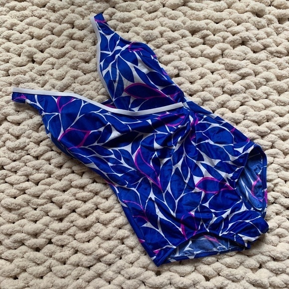 Maxine of Hollywood Surplice Swim Suit Vintage 14 - Picture 1 of 10